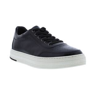 Zanzara Marcus Men Black Sneaker Size 12 Luxury Leather Lace-Up Cushioned New